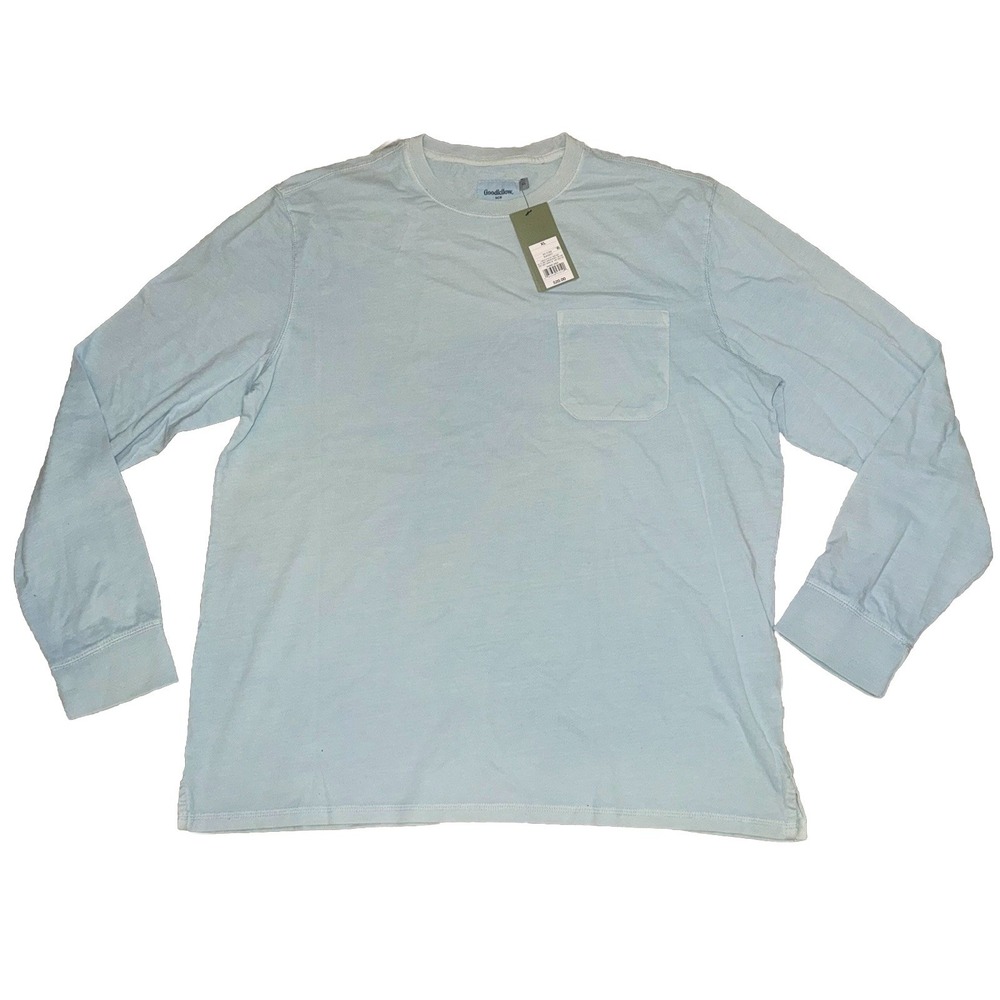 Goodfellow Vintage Wash Long Sleeve Blue Pocket Tee NWT XL - Picture 2 of 4